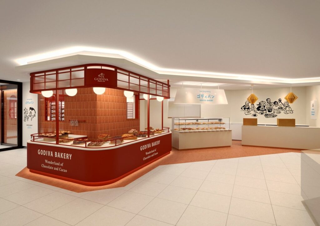 天神の新店・改装2026秋。天神地下街13店、大丸デパ地下、アミュプラザ天神 GODIVA Bakery ゴディパン 大丸福岡天神店(店舗イメージ)