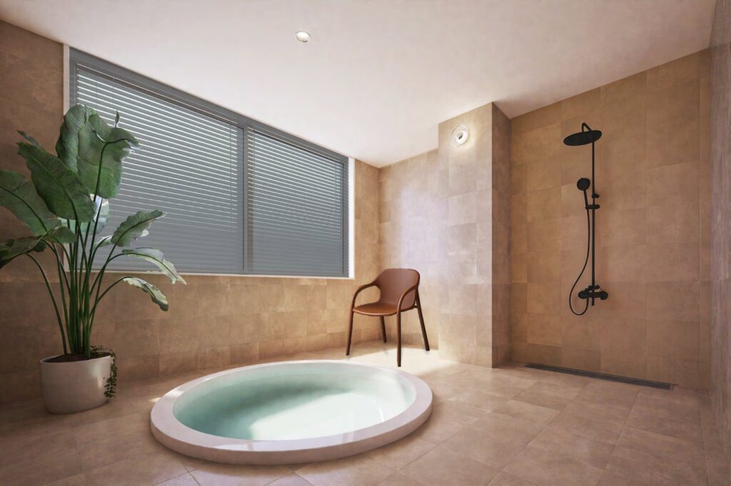【開店予定】福岡の新店9件。HOTEL NID・天神シャングリラ・ギンノモリなど10〜12月 8階PENTHOUSEの円形浴槽(イメージ)